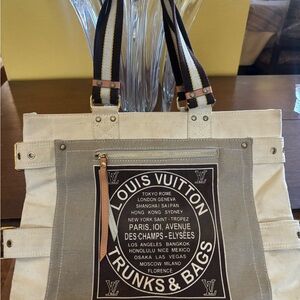 Louis Vuitton Beige and Brown Canvas Tote